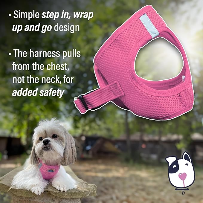 DOGGIE DESIGN Dog Harness - No Choke Dog Harness, Dog Vest, Mesh Polyester, Pet Harness, Simple Step in and Go Design, Harness for Dog - Candy Pink, M