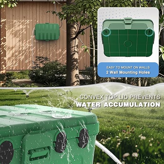 Flemoon IP54 Waterproof Electrical Box, Outdoor Plug Cover Weatherproof, for Outdoor Outlet, Timer, Extension Cord, Power Strip, String Light, Green