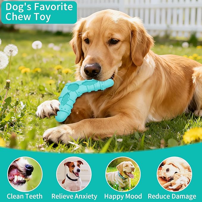 Dog Chew Toys for Aggressive Chewers, 4 Pack Natural Rubber Dog Toys,Teething Toys for Puppies, Soft Durable Interactive Chew Toy for Puppy Teeth Cleaning and Gum Massage(Blue)