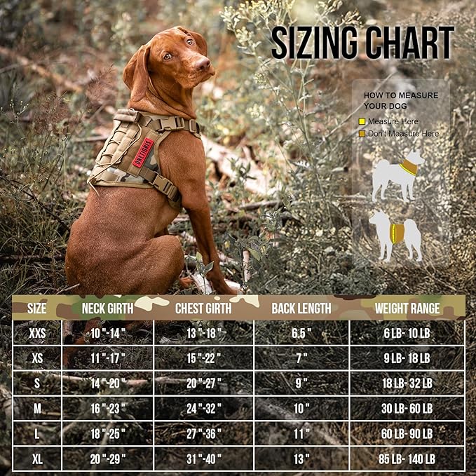 Tactical Dog Harness Vest with Handle, Military Dog Harness for Large Medium Dogs,No-Pull Service Dog Vest with Hook & Loop Panels,Adjustable Dog Vest Harness for Walking Hiking Training（Camo,M）
