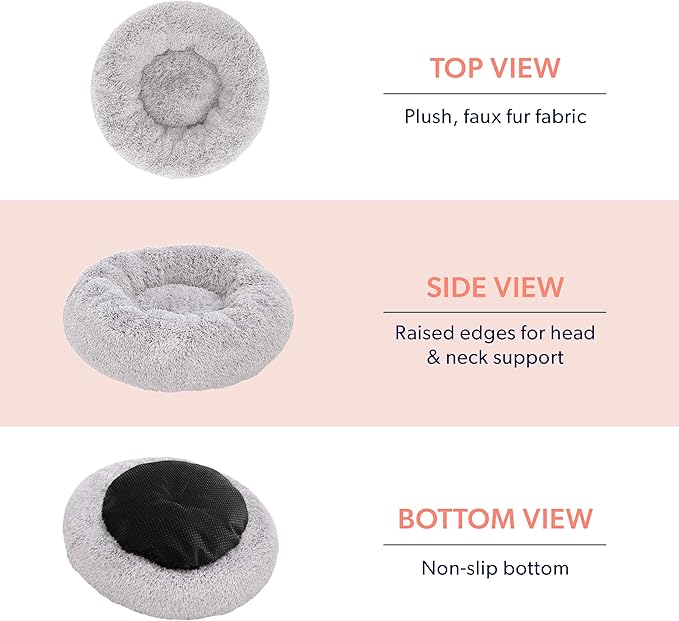 Active Pets Medium Pink Dog Bed for up to 45 lbs, Calming Orthopedic Pet Bedding for Anxiety Relief, Joint Support & Comfort, Washable Dog Furniture