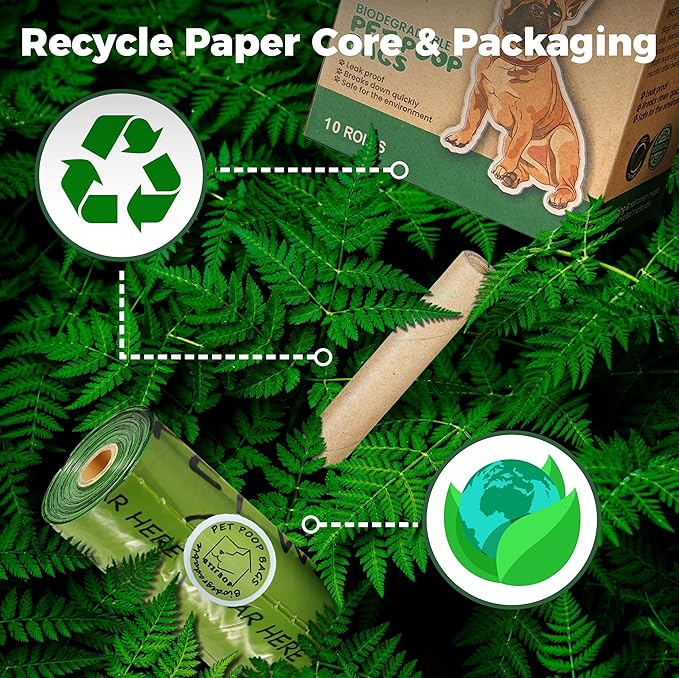 ATIFBOP Biodegradable Dog Poop Bags 150 Count 10 Rolls with Dispenser, Thicken and Leak Proof Poop Bag Holders for Leashes(Scented)