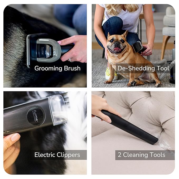 FURME Original Pet Grooming Vacuum Kit - Cat & Dog Grooming Kit for Easy Pet Care at Home, Quiet & Safe Dog Hair Remover Machine with Brush, Clipper, Shedding & Cleaner Tools & 4.5L Canister
