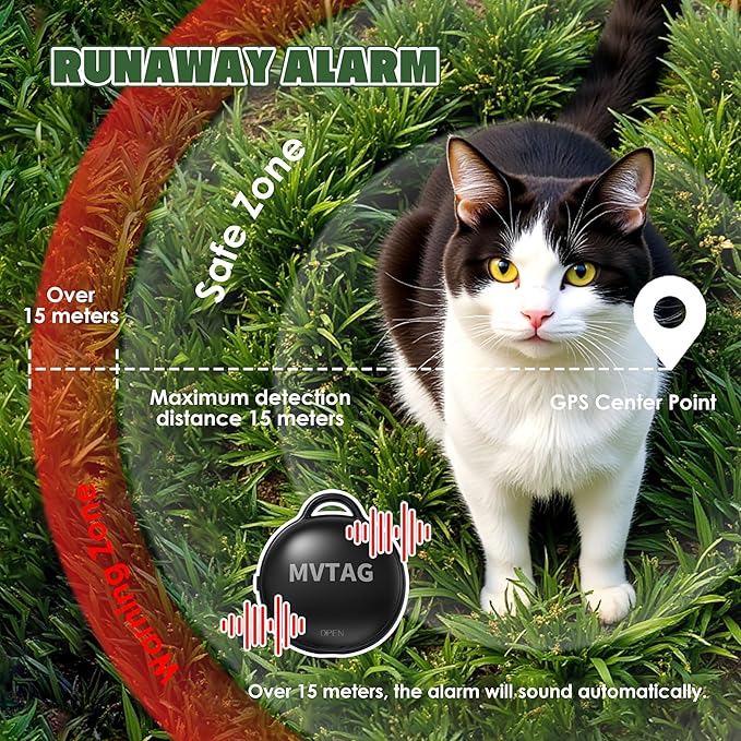 Cat Collar with Tracker GPS- Unlimited Range/Tracking Device/Lost Mode for Cats Adjustable Size Smart Collar Set - Compatible with Apple Find My (iOS only)