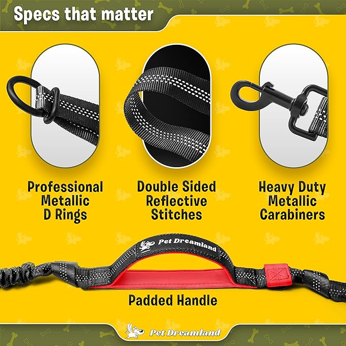 Exquisite Hands-Free Leash for Medium Dogs: Perfect for Active Pet Owners Comfortable, Durable & Ideal for Running, Walking, Hiking. Premium Dog Waist Leash with Bungee. Must-Have Dog Gear