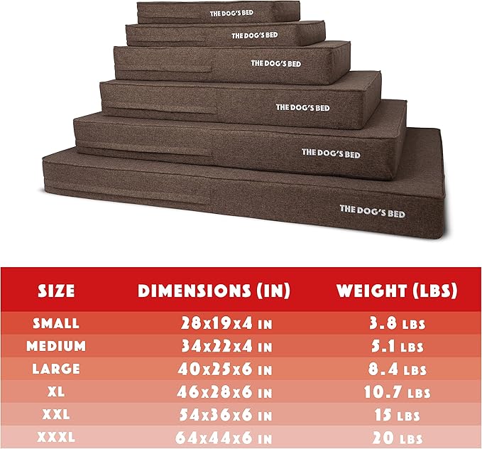 The Dog’s Bed Orthopedic Memory Foam Dog Bed, XXXL Brown Linen 64x44, Pain Relief for Arthritis, Hip & Elbow Dysplasia, Post Surgery, Lameness, Supportive, Calming, Waterproof Washable Cover