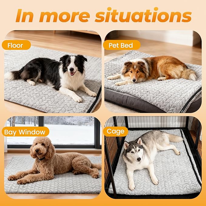 PatiencET 24"x35" Large Heated Dog & Cat Pad – Jumbo Dog Heating Mat with 6-Temp, 5-Timer, Chew-Proof Cord, Washable Outdoor-Indoor Warming Bed