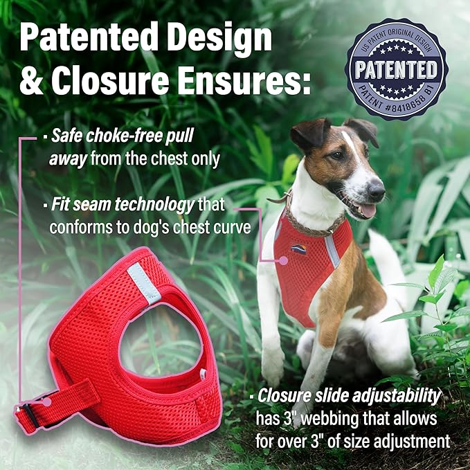 Doggie Design Dog Harness - No Choke Dog Harness, Dog Vest, Mesh Polyester, Pet Harness, Simple Step in and Go Design, Harness for Dog - Red, Medium