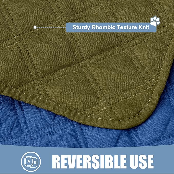 Smiry Waterproof Dog Bed Cover Pet Blanket, Soft Washable Dog Blanket for Furniture Bed Couch Sofa Reversible, Checkered (82"x102", Green/Navy)