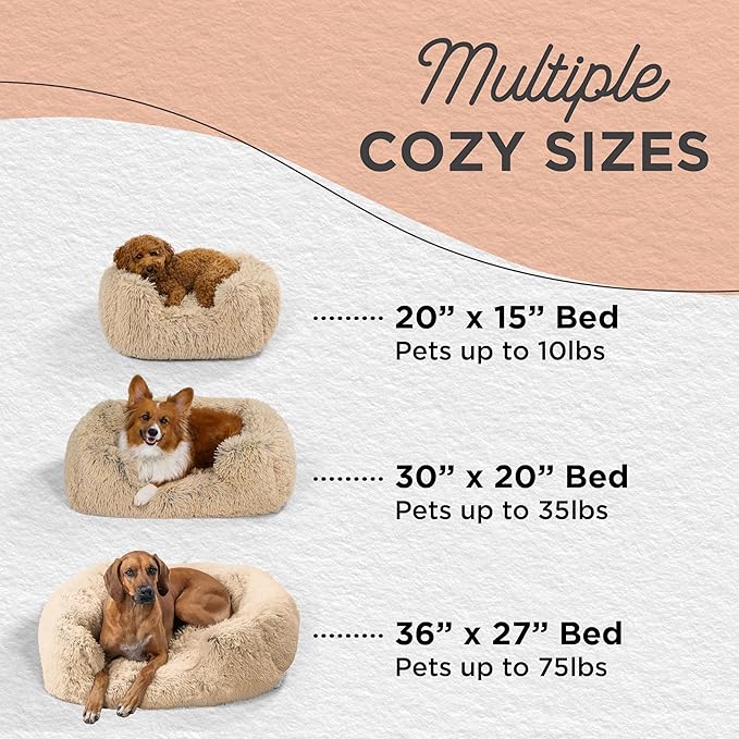 Best Friends by Sheri Shag Lounge Bed Calming Faux Fur Dog Bed, Taupe, Medium, 30" x 20"