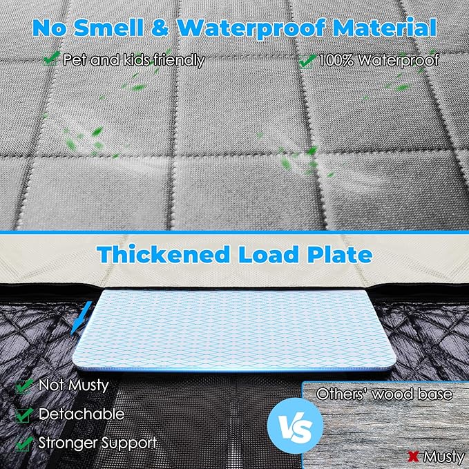 URPOWER Back Seat Extender for Dogs - Hard Bottom Dog Car Seat Cover Holds 550 lbs, Waterproof Dog Hammock Dogs Bed for Cars, SUVs, Pet Backseat Protector with Mesh Window & Large Space