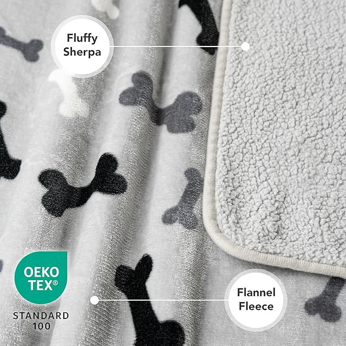 PetAmi Waterproof Dog Blanket for Small Medium Dogs, Pee Proof Pet Blanket for Couch Bed, Reversible Water Proof Blanket for Puppy Indoor Cat, Soft Dog Fleece Blankets Washable, 29x40 Bone Gray