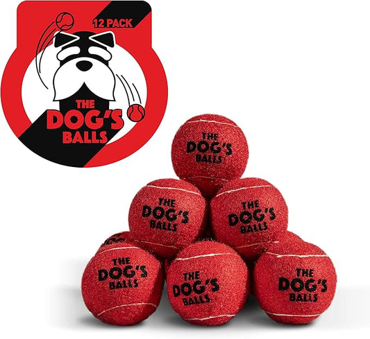 The Dog's Balls, Dog Tennis Ball, Red 12-Pack, Strong Toy for Agility Training, Puppy Training, Play, Exercise & Fetch, 2.5 Inch Diameter