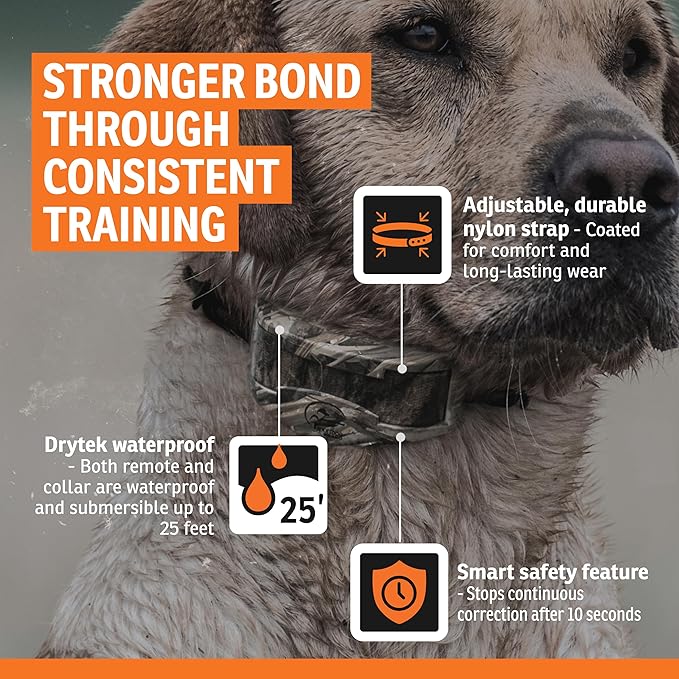 SportDOG Brand WetlandHunter 1825X Camouflage Remote Trainer - Rechargeable Dog Training Collar with Static, Vibrate, and Tone - 1 Mile Range - SD-1825XCAMO