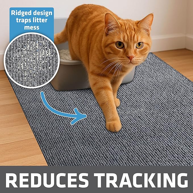 Drymate Cat Litter Trapping Mat, (Ridged Design), Traps Litter & Mess from Box, Soft on Kitty Paws, Absorbent, Waterproof, Urine-Proof, Machine Washable, Durable, (USA Made) (20" x 28")
