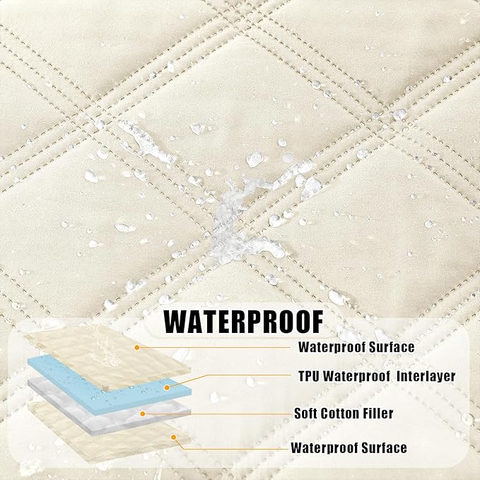 Smiry Waterproof Dog Bed Cover Blanket 52x82, Soft Reversible Pet Blanket, Washable Leakproof Cats Dogs Couch Cover for Sofa, Couch, Furniture, Lattice, Beige/Beige