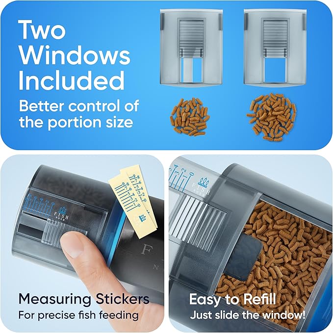 FISHNOSH Automatic Fish Feeder for Aquarium - New Generation 2025, Auto Food Dispenser with Timer for Small Tank, Big Aquariums & Pond (Blue)