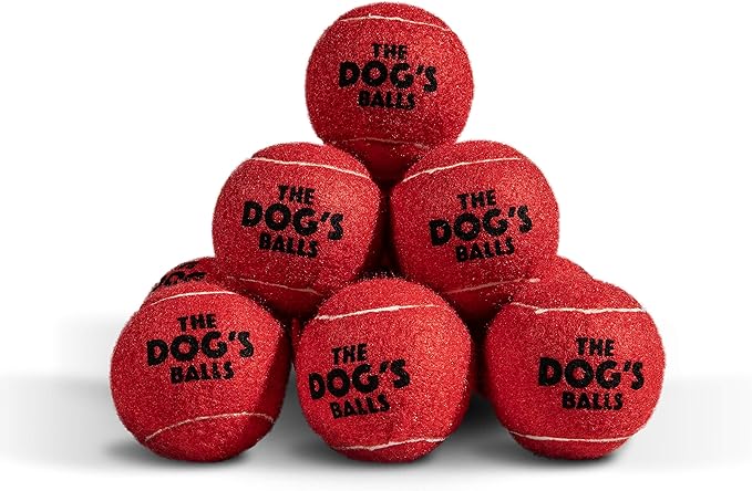 The Dog's Balls, Dog Tennis Ball, Red 12-Pack, Strong Toy for Agility Training, Puppy Training, Play, Exercise & Fetch, 2.5 Inch Diameter