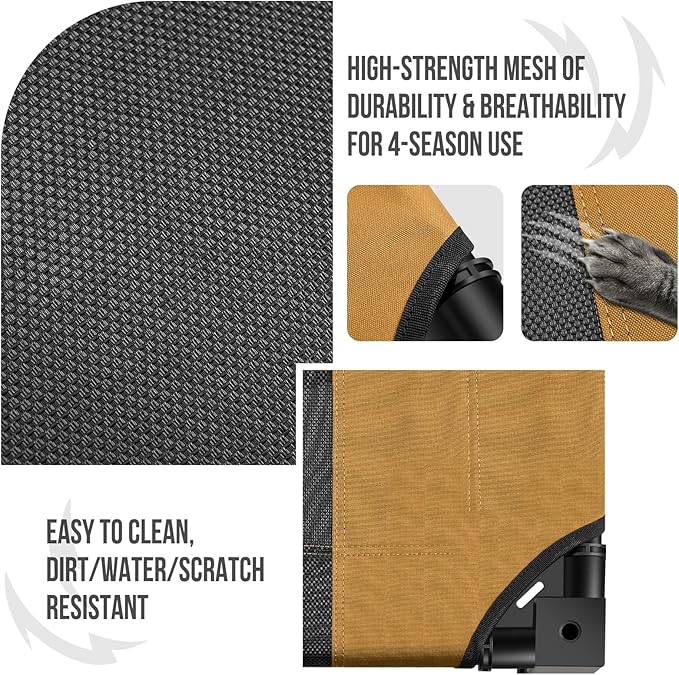 ONETIGRIS Elevated Dog Cot, Raised Bed for Medium Large Dogs Indoor Outdoor Cooling Elevated Dog Beds with Breathable Teslin Mesh and No-Slip Feet (Brown, Medium)