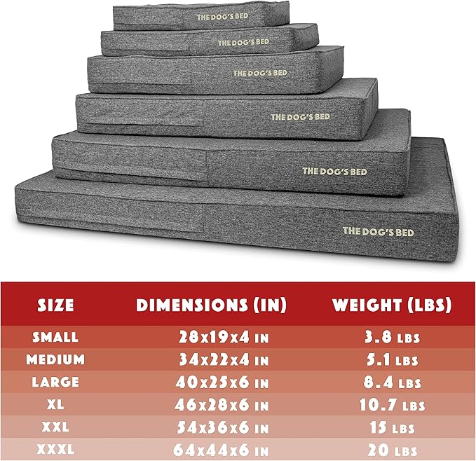 The Dog’s Bed Orthopedic Memory Foam Dog Bed, Large Grey Linen, Pain Relief for Arthritis, Hip & Elbow Dysplasia, Post Surgery, Lameness, Supportive, Waterproof Washable Cover, Veterinary Approved