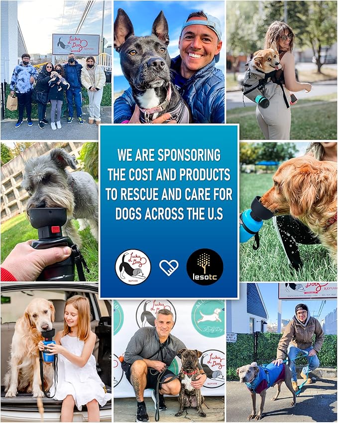 lesotc Dog Water Bottle, Portable Water Dispenser with Bowl, Leak Proof Pet Travel Squeeze Bottle, Puppy Essentials Dog Stuff Accessories for Outdoor Walking, Hiking, Camping