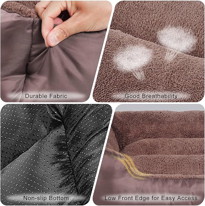 Dog Beds for Small Dogs Washable, Rectangle Dog Bed, Warming Soft Calming Sleeping Puppy Bed with Anti-Slip Bottom