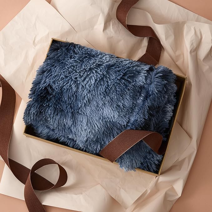 Bedsure Waterproof Dog Blankets for Large Dogs - Calming Cat Blanket for Bed Couch Protector Washable, Long Faux Fur Pet Throw Blanket for Puppy, Reversible Furniture Protection, 60"x80", Tie-dye Navy