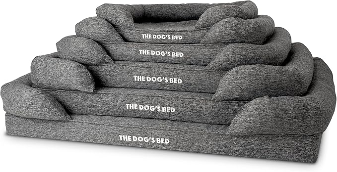 The Dog’s Bed, XL Grey Poly-Linen, Memory Foam, Pain Relief: Arthritis, Hip & Elbow Dysplasia, Post Surgery, Lameness, Supportive, Calming, Waterproof Washable Cover, Veterinary Approved