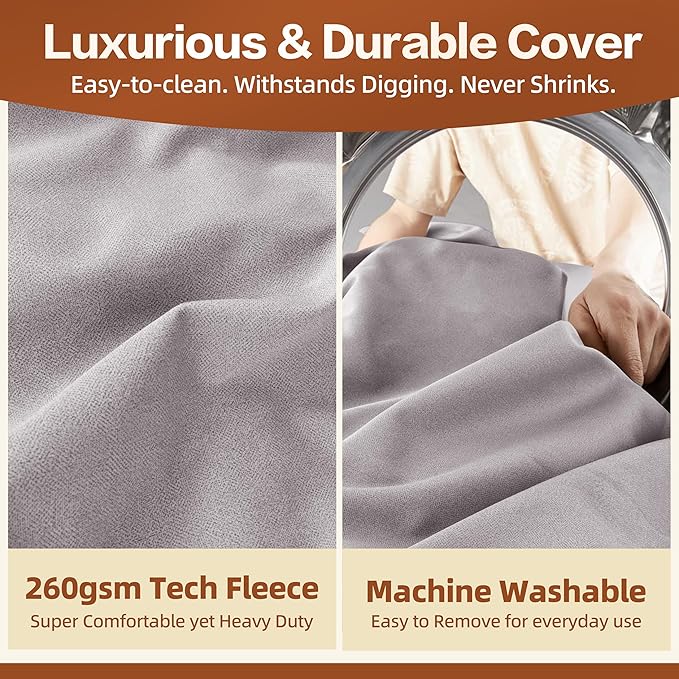 Sytopia XL Orthopedic Memory Foam Dog Bed 35D 46 inch, Extra Large Dog Sofa for Senior Dogs up to 100 lbs, Water Resistant & Washable Cover with Liner, Grey