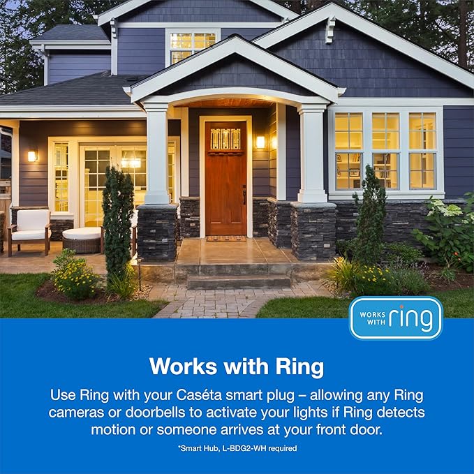 Lutron Smart Outdoor Plug for Caseta Smart Lighting, for Summer, Patio, Backyard, and Outdoor Lights, & Motors, 15A LED Fixtures & 1/2 HP Motors, PD-15OUT-BL, Black