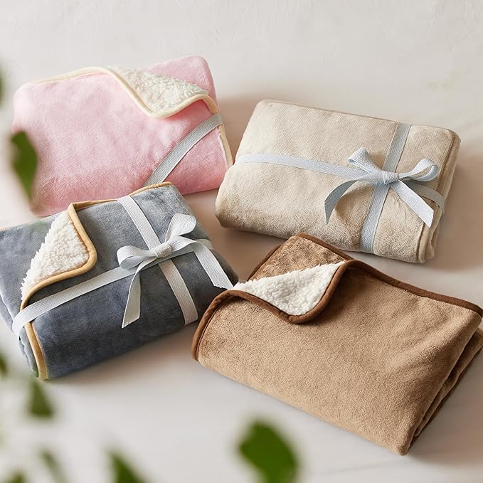 Bedsure Waterproof Dog Blankets for Small Dogs - Small Cat Blanket Washable for Couch Protection, Sherpa Fleece Puppy Blanket, Soft Plush Reversible Throw Furniture Protector, 25"X35", Pink