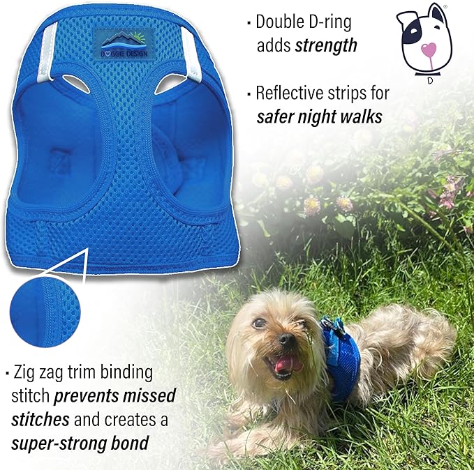 Doggie Design Dog Harness - No Choke Dog Harness, Dog Vest, Mesh Polyester, Pet Harness, Simple Step in and Go Design, Harness for Dog - Cobalt Blue, M