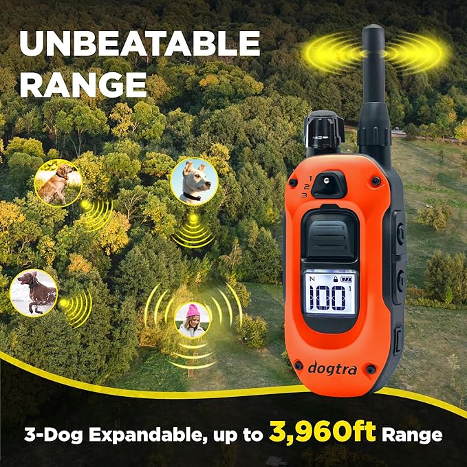 Dogtra 1900X Orange E-Collar for Dog Training - 3/4 Mile Range, for Dogs 35 lbs+, IPX9K Waterproof, 100 Stimulation Levels, Vibration, Tone, Rechargeable - Ideal for Dog Owners and Trainers