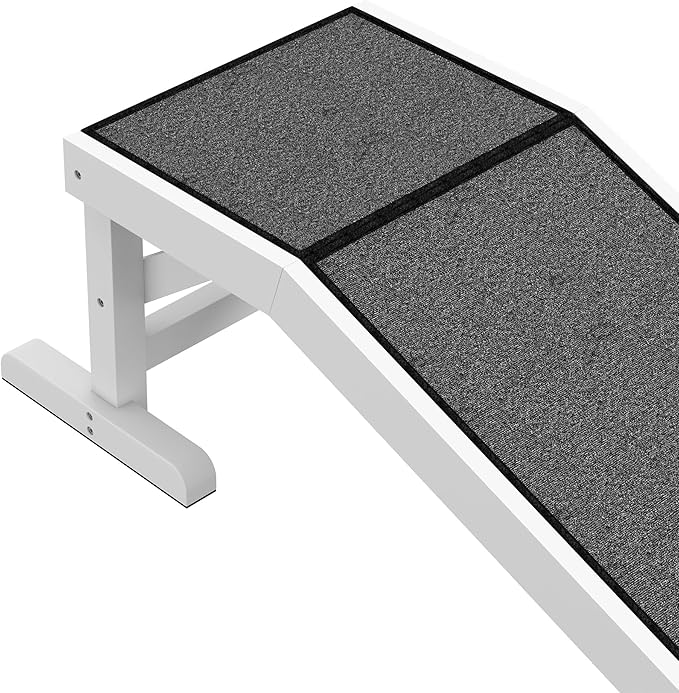 PawHut Dog Ramp for Bed, Pet Ramp for Dogs with Non-Slip Carpet and Top Platform, 49" x 16" x 14", White