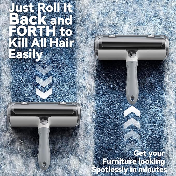 Belife Pet Hair Remover Roller Reusable Lint Roller for Dog and Cat Hair, Multi-Surface Pet Hair Removal Tool for Couch, Furniture, Carpet, Clothes, Bedding (Gray)