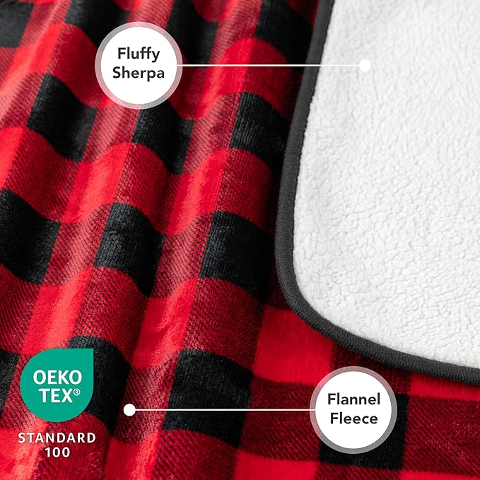 PetAmi Waterproof Dog Blanket Sherpa Fleece, Pet for Medium Large Dogs, Reversible Cat Throw Bed Couch Sofa Furniture Protector, Soft Plush Microfiber (Queen 90x90, Checker Red) Checkered Red