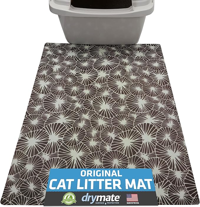 Drymate Original Cat Litter Mat, Contains Mess from Box, Protects Floors, Urine-Proof, Machine Washable, Soft on Kitty Paws, Absorbent, Waterproof (USA Made, Recycled Content) (20”x28”)(Kahopo Grey)