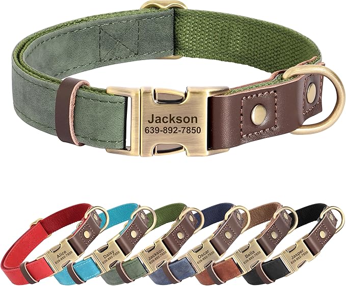 Personalized Dog Collars, Custom Soft PU Leather Dog Collar with Pet Name and Phone Number for Large Dogs, Adjustable and Durable Pet Collars with Quick Release Metal Buckle,XL(17-26")