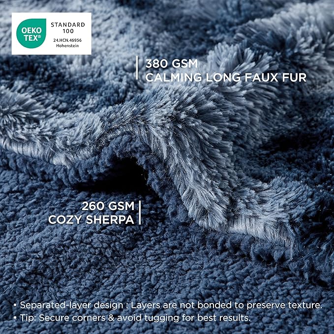 Bedsure Waterproof Dog Blankets for Large Dogs - Calming Cat Blanket for Bed Couch Protector Washable, Long Faux Fur Pet Throw Blanket for Puppy, Reversible Furniture Protection, 60"x80", Tie-dye Navy