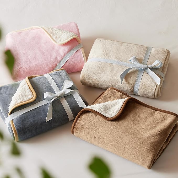 Bedsure Waterproof Blanket for Bed - Sherpa Fleece Waterproof Dog Blankets for Large Dogs, Pet Blankets for Bed/Couch/Dog Crate, Soft Plush Reversible Furniture Protector, Queen Size, 90"x86", Camel