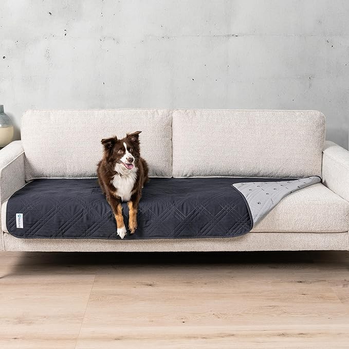 PetAmi Waterproof Couch Cover for Dogs, Reversible Furniture Cover Sofa Protector for Pet Cat Bed, Washable Blanket Dog Cover for Couch Seat, 30x70 Gray