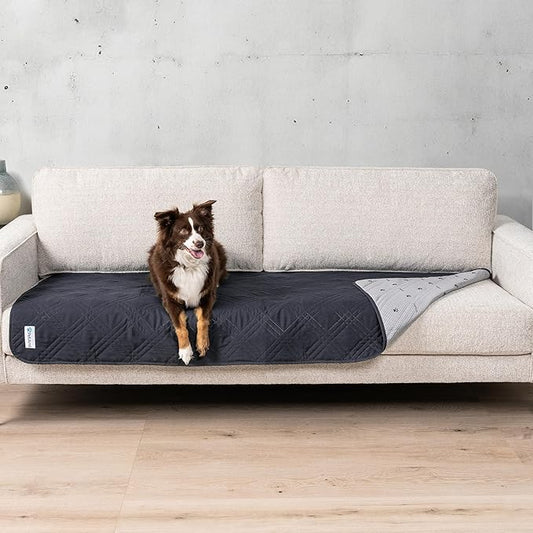 PetAmi Waterproof Couch Cover for Dogs, Reversible Furniture Cover Sofa Protector for Pet Cat Bed, Washable Blanket Dog Cover for Couch Seat, 30x70 Gray