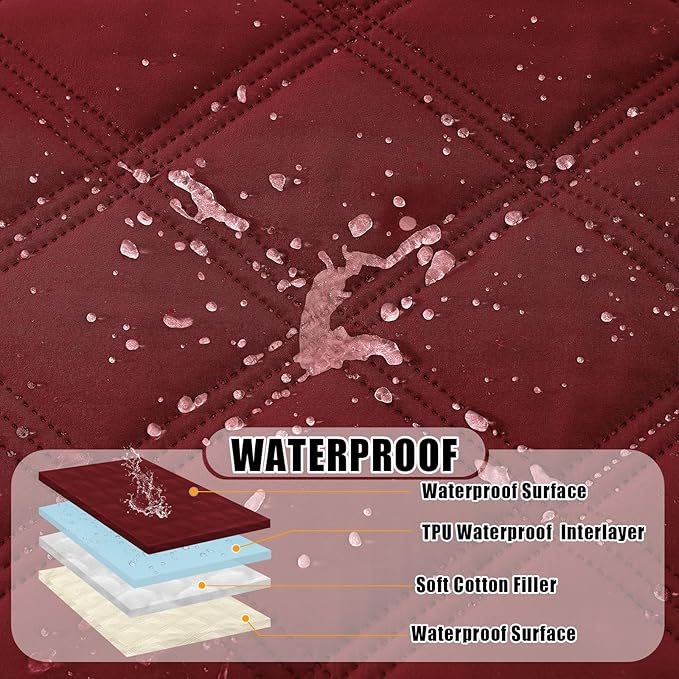 Smiry Waterproof Dog Bed Cover Blanket 30x53, Soft Reversible Pet Blanket, Washable Leakproof Cats Dogs Couch Cover for Sofa, Couch, Furniture, Lattice, Wine Red/Beige