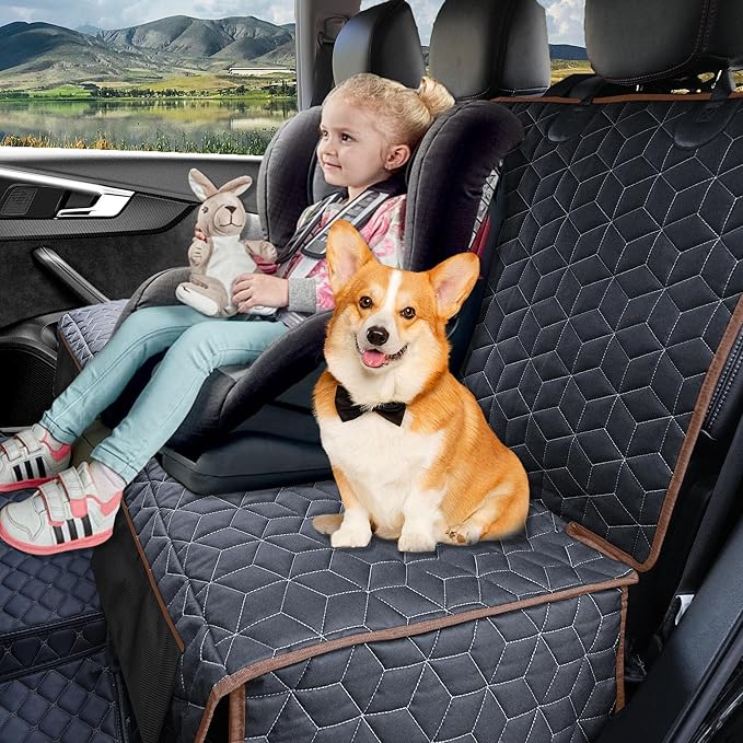 Bench Seat Covers for Trucks,Dog Car Seat Covers for Ford f150/Ram1500/Nissan Frontier/Toyota Tacoma/GMC Canyon,Nonslip Truck Seat Cover for Dogs (Brown)