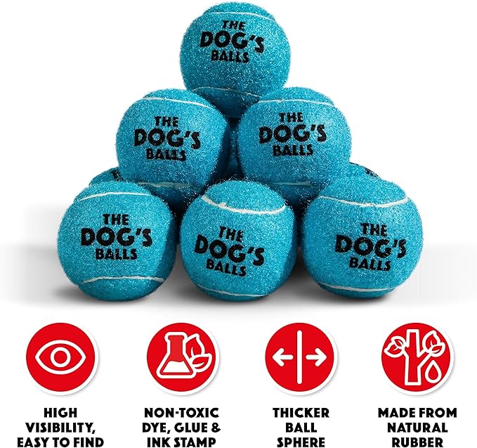 The Dog's Balls, Dog Tennis Ball, Blue 12-Pack, Strong Toy for Agility Training, Puppy Training, Play, Exercise & Fetch, 2.5 Inch Diameter