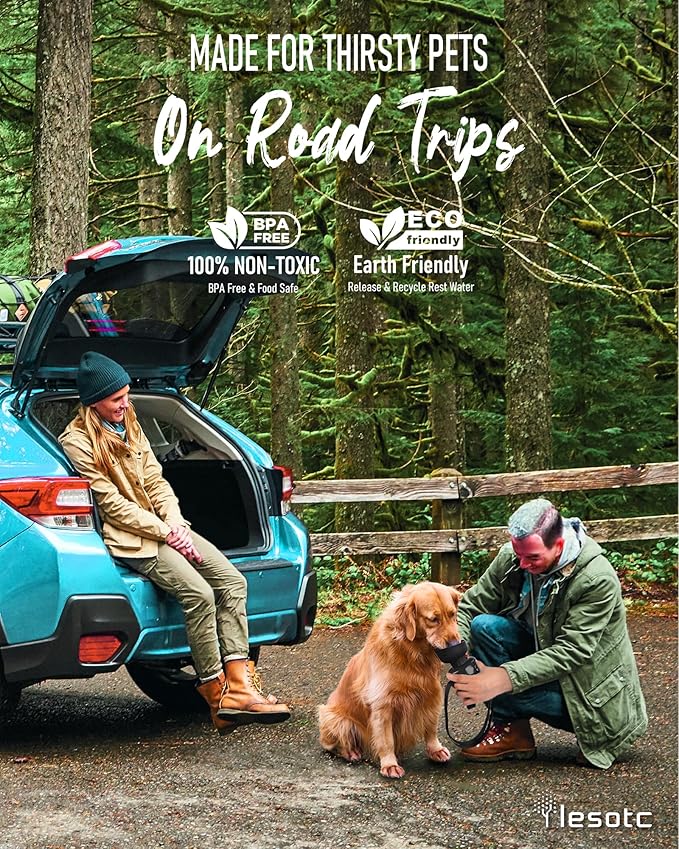 lesotc Dog Water Bottle, Portable Dog Water Dispenser, Leak Proof Dog Travel Water Bottle, Squeeze Pet Water Bottle for Walking On The Go, Dog Hiking Accessories for Outdoor, Hiking, Travel