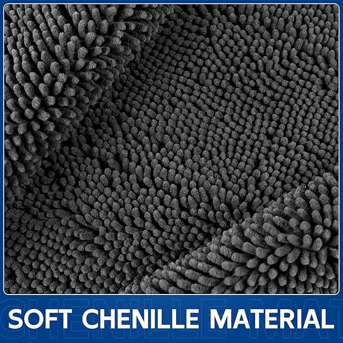 Chenille Absorbent Front Door Mat 72" x 24", Dog Door Mat for Muddy Paws, Trap Dirt Doormat, Mud Mat for Dogs, Washable Non Slip Outdoor Indoor Doormats for Entryway, Grey