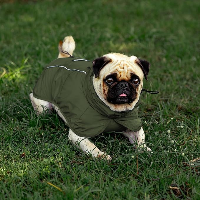 Tuff Pupper Waterproof Dog Raincoat | Full-Body Windproof Rain Jacket for Dogs | Reflective Strips | Breathable Mesh Lining | Adjustable Fit | Leash Port | Small Medium Large XL XXL Dogs (Olive, M)