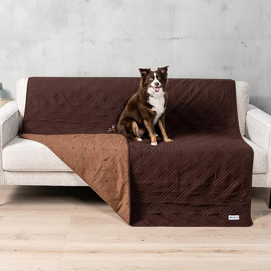 PetAmi Waterproof Couch Cover for Dogs, Reversible Furniture Protector for Pet Cat Bed, Washable Blanket Dog Cover for Sofa Seat, 52x82 Brown