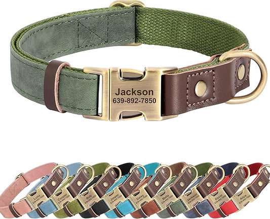 Personalized Dog Collars, Custom Soft PU Leather Dog Collar with Pet Name and Phone Number for Small Dogs, Adjustable and Durable Pet Collars with Quick Release Metal Buckle,S(10-15")